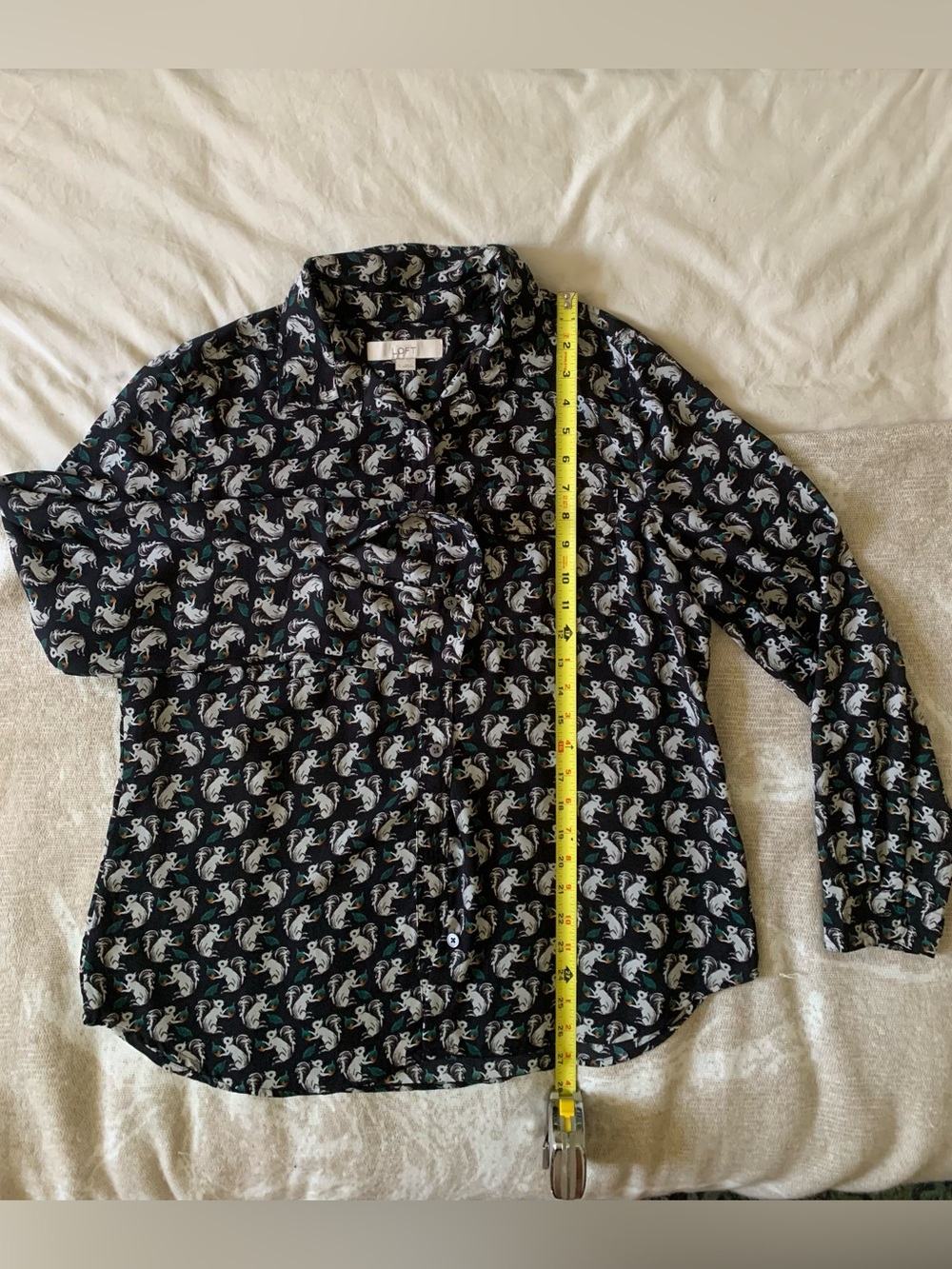 LOFT Navy Squirrel Button Down - Picture 4 of 7